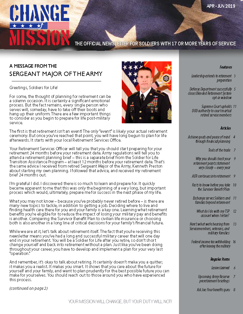 April 2019 edition of Change of Mission 